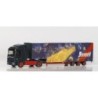 Model redukcyjny Mercedes-Benz Actros L jumbo box semitrailer "Braugold", skala 1:87, Herpa. Czarny ciągnik, naczepa z reklamą p