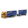 Mercedes-Benz Actros, skala 1:87, Herpa. Żółto-niebieski, Schuierer Transporte.