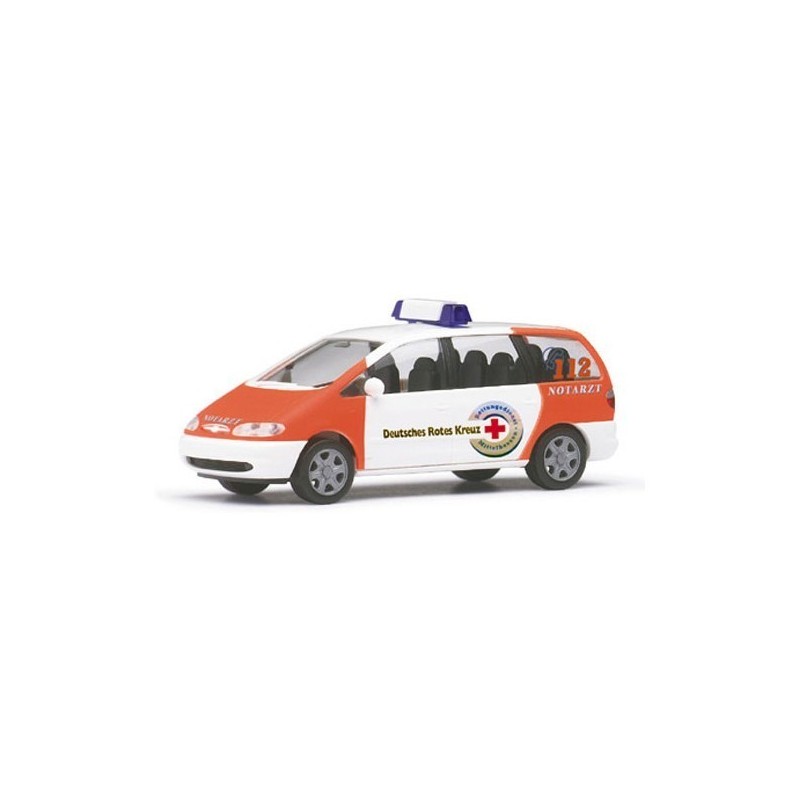 Model redukcyjny Ford Galaxy NEF DRK Mittelhessen, skala 1:87, Herpa. Czerwono-biały, z logo Czerwonego Krzyża.