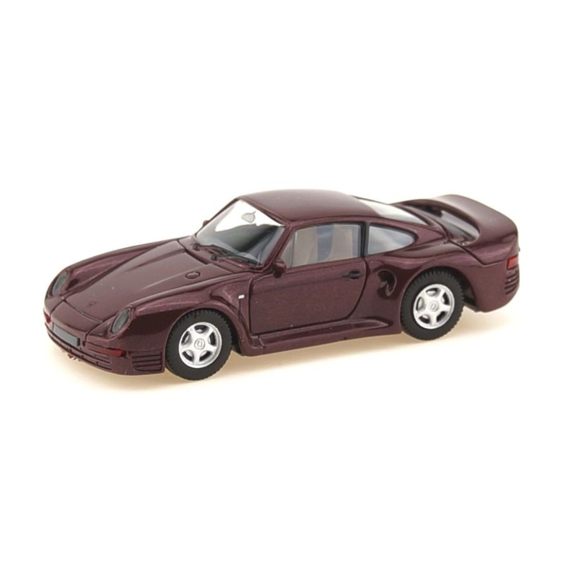 Model redukcyjny Porsche 959, skala 1:87, Herpa. Czerwony metaliczny kolor, otwierana maska.