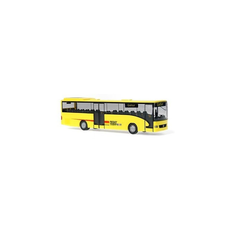 Model redukcyjny Mercedes-Benz Integro, skala 1:87, Post.Bus Regio Paznaun, żółty z czarnymi detalami.