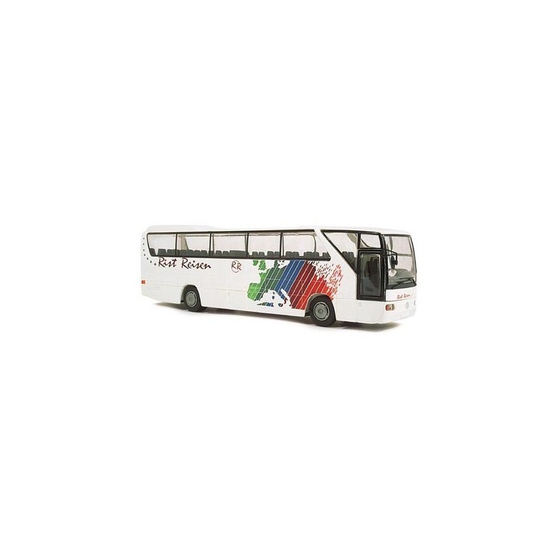 Mercedes-Benz O 350 RHD, 1:87, Rist Reisen. Biały autobus z kolorowym malowaniem.