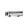 Model redukcyjny MERCEDES TRAVEGO Dedoni Turismo, skala 1:87. Srebrny autobus turystyczny.