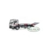 IVECO Eurocargo, skala 1:87, RO-BUD. Szary samochód z czerwonymi paskami, platforma.