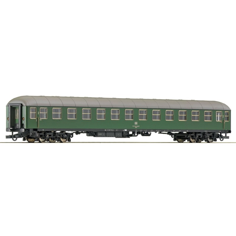 Wagon osobowy ROCO 64275, skala 1:87, zielony z szarym dachem.