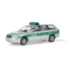 Model Audi A6 Avant Polizei Sachsen, 1/87, srebrny z zielonymi pasami, sygnałem na dachu.