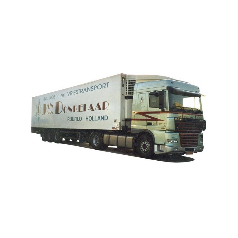 Model DAF XF 95, skala 1:87, Van Donkelaar, naczepa chłodnia.