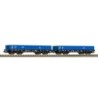 Zestaw 2 wagonów towarowych platformowych PIKO 28313, skala H0 1:87, niebieski.