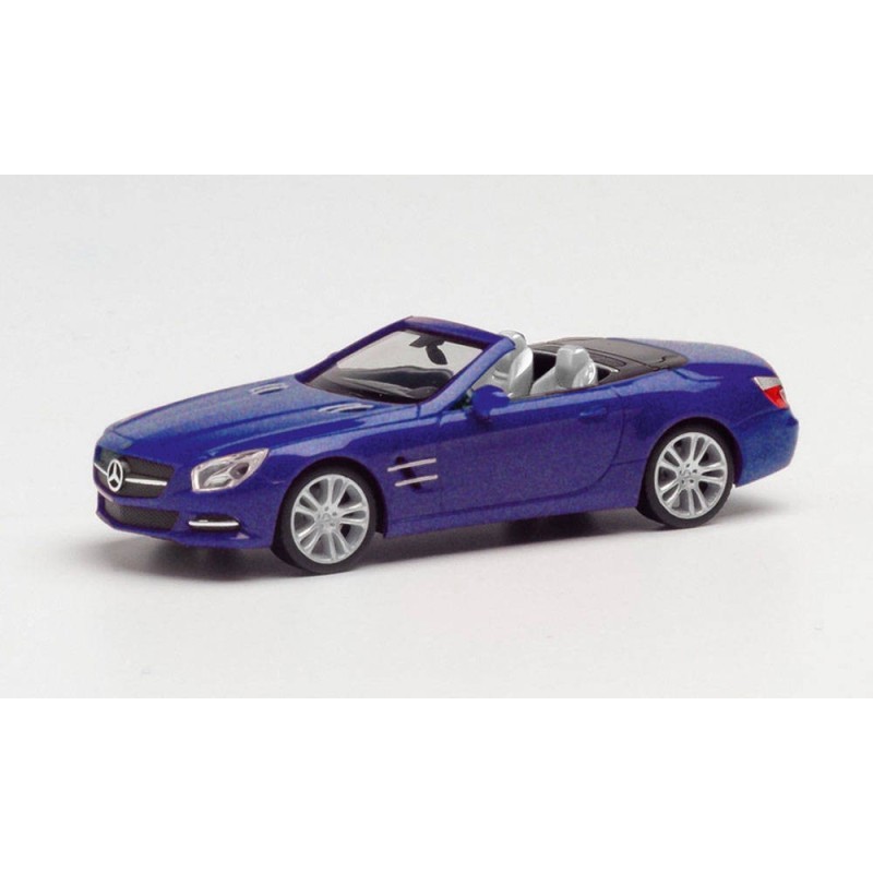Model redukcyjny Mercedes Benz SL-KLASSE CABRIO, skala 1:87, Herpa. Kolor CAVANSITBLAU METALLIC.