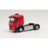 Model redukcyjny Mercedes-Benz Arocs, skala 1:87, Herpa. Czerwona ciężarówka.