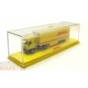Model redukcyjny IVECO EuroStar, skala 1:87, RIETZE. Żółty ciągnik siodłowy DHL - Deutsche Post.