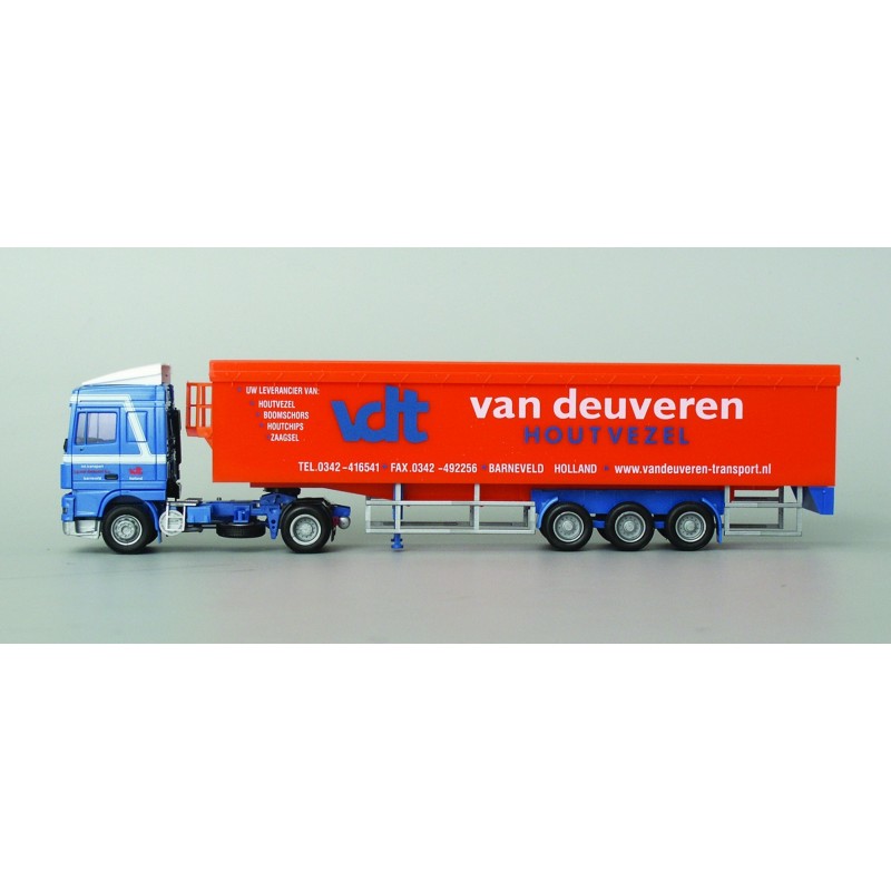 Model DAF XF 95 SSC - KSZ, skala 1:87, AWM. Malowanie Van Deuveren, naczepa z logotypem VDT Houtvezel.