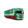 Model redukcyjny Scania "R" Topl./Aerop. - KSZ, skala 1:87, AWM. Zielony ciągnik siodłowy z naczepą, logo "Grimm".