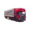 Model Scania R, skala 1:87, AWM. Czerwony, z naczepą białą "TVM Martinelli".