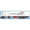 Model Scania R, skala 1:87, AWM. Biały ciągnik siodłowy z naczepą, logo Trans Mar.