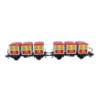 Zestaw 2 wagonów towarowych ROCO 46997, skala 1:87, czerwone kontenery z logotypem firmy.