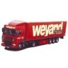 Model DAF XF 95 SC, skala 1:87, AWM. Czerwony, z naczepą, logo Weyand.