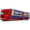 Model DAF XF 95 SSC w skali 1:87, producent AWM, malowanie Nijs, czerwono-niebieski z detalami.