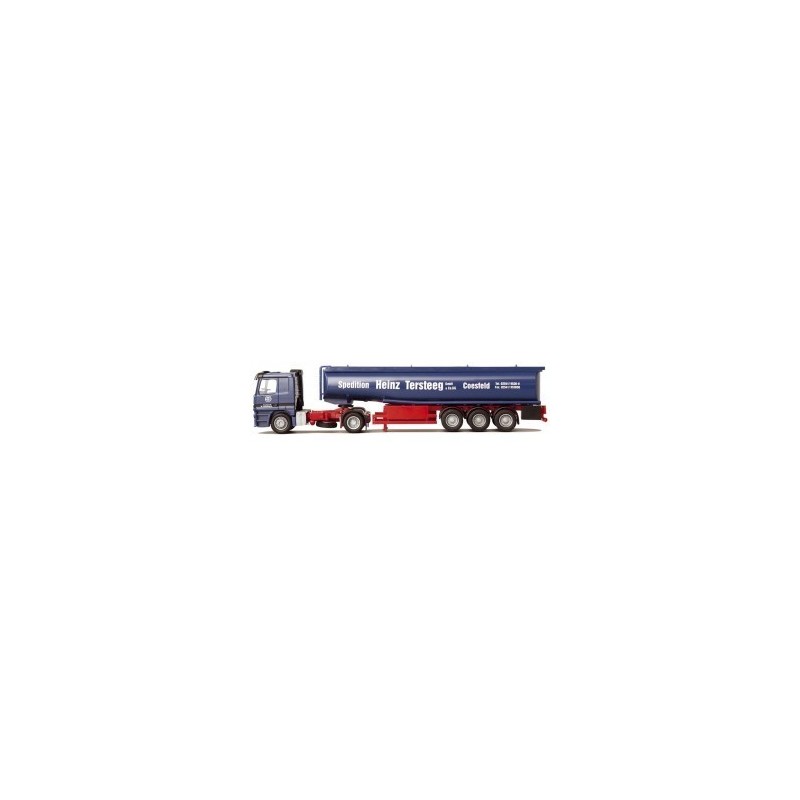 Model redukcyjny MB Actros L - (B)Tank-SZ, skala 1:87, AWM. Ciemnobłękitna cysterna, logo firmy Specifium Heinz Tersteeg.