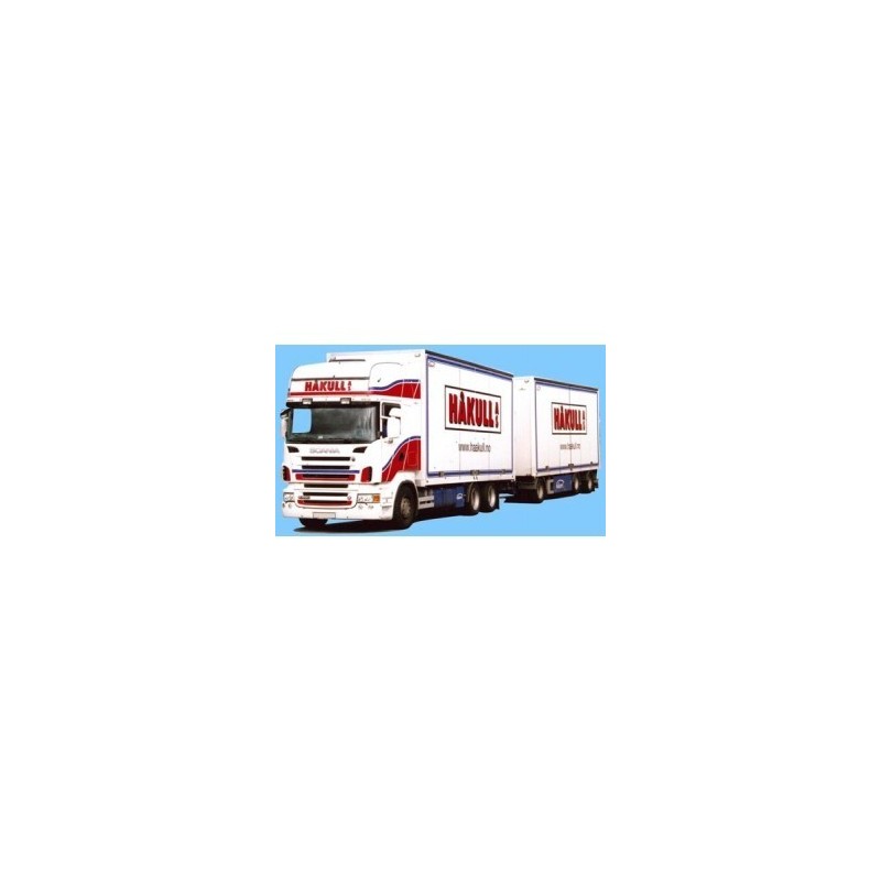 Model Scania "R" Topl. - KHZ, skala 1:87, AWM. Biały z czerwonymi akcentami, logo Mäkulli.
