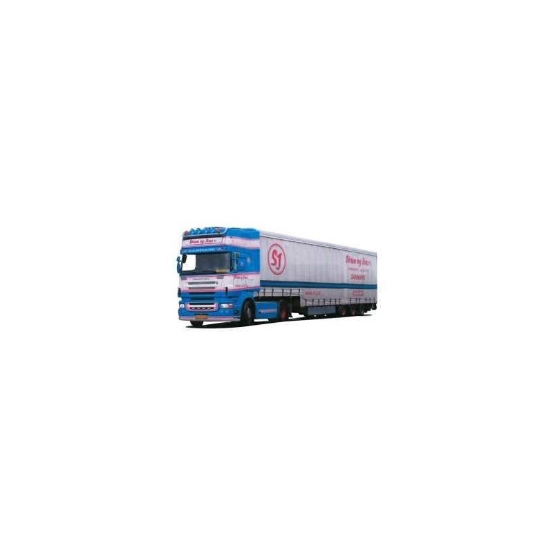 Model Scania R, skala 1:87, AWM. Błękitno-biały, z naczepą, logo "ST".