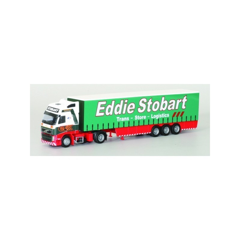 Model redukcyjny Volvo FH XL/Aerop., skala 1:87, AWM. Czerwono-zielony, z naczepą firmy Eddie Stobart.