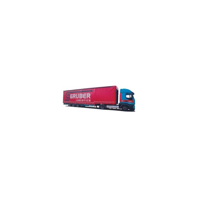 Model Iveco Stralis, skala 1:87, AWM. Czerwony kontener z logotypem Gruber Logistics.