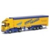 Model Scania z naczepą, skala 1:87, AWM. Żółto-niebieski, logo "Ernst Franke".