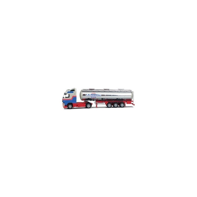 Model redukcyjny Volvo FH Glob. XL / Aerop. z cysterną, skala 1:87, AWM. Czerwono-szary kolor, logo F.A. KROUSE.