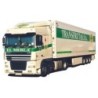 Model DAF XF 95, skala 1:87, AWM. Biała naczepa chłodnia z zielonymi paskami i napisem Transfrutas.