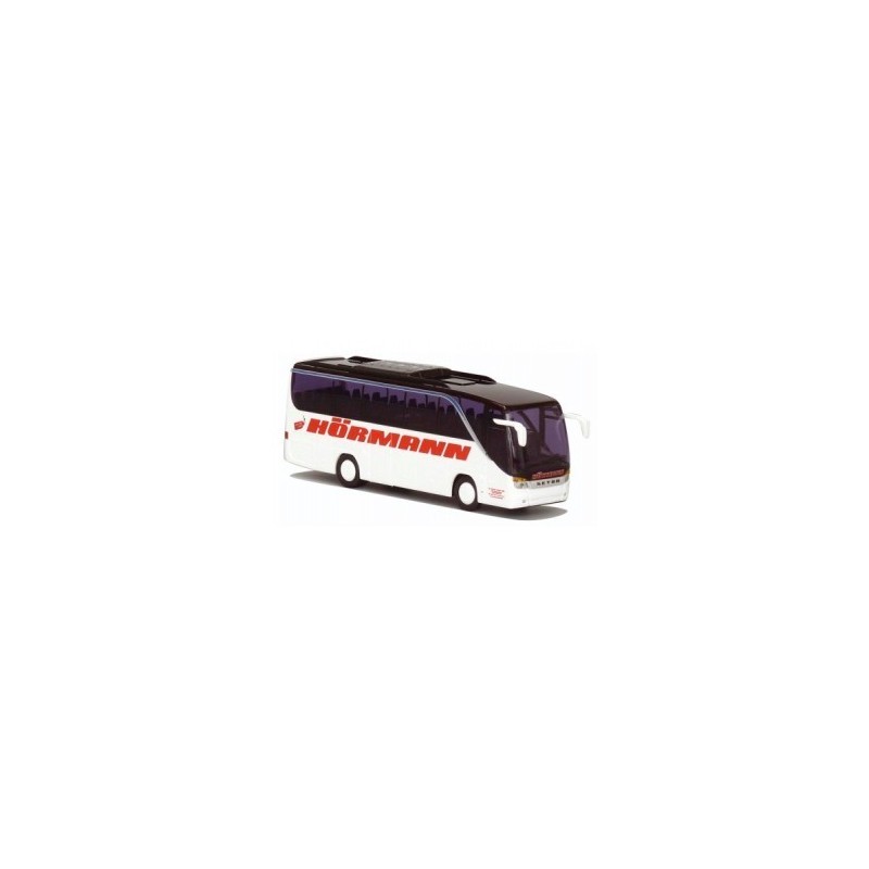 Model redukcyjny autobusu SETRA S 411 HD, skala 1:87, AWM. Biały z czerwonym napisem Hürmann.
