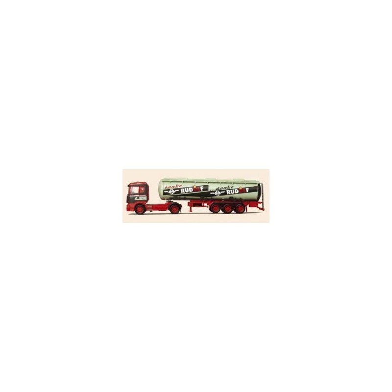 Model Scania "4" R - (H)Tank-SZ, skala 1:87, AWM54150, zielona cysterna z czarnym paskiem i napisem "RUD".