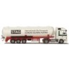 Model redukcyjny MB Actros MP2, skala 1:87, AWM. Biała cysterna z logo STAG, czerwone elementy.