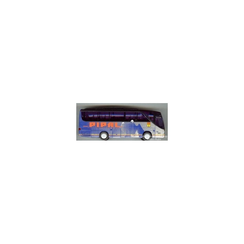Model redukcyjny autobusu SETRA S 411 HD, skala 1:87, AWM. Niebieski z białym przodem, logo PIPAL.