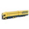 Model Scania R TL "Schmitt Peterslahr" Herpa, skala 1:87, z naczepą, malowanie żółto-niebieskie.