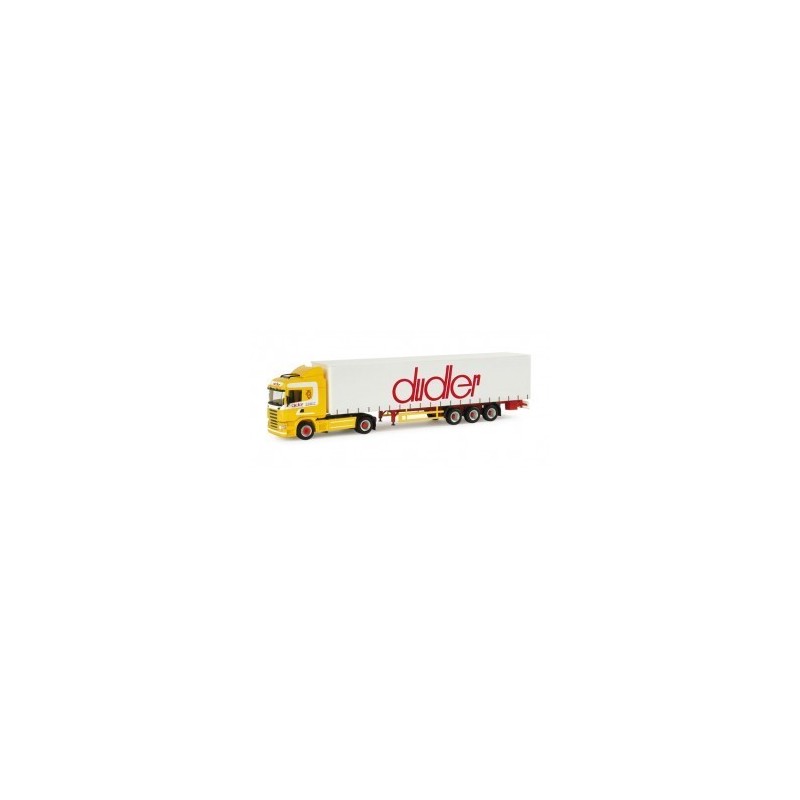 Model Scania R HL "Dudler" Herpa, skala 1:87, żółto-biały.