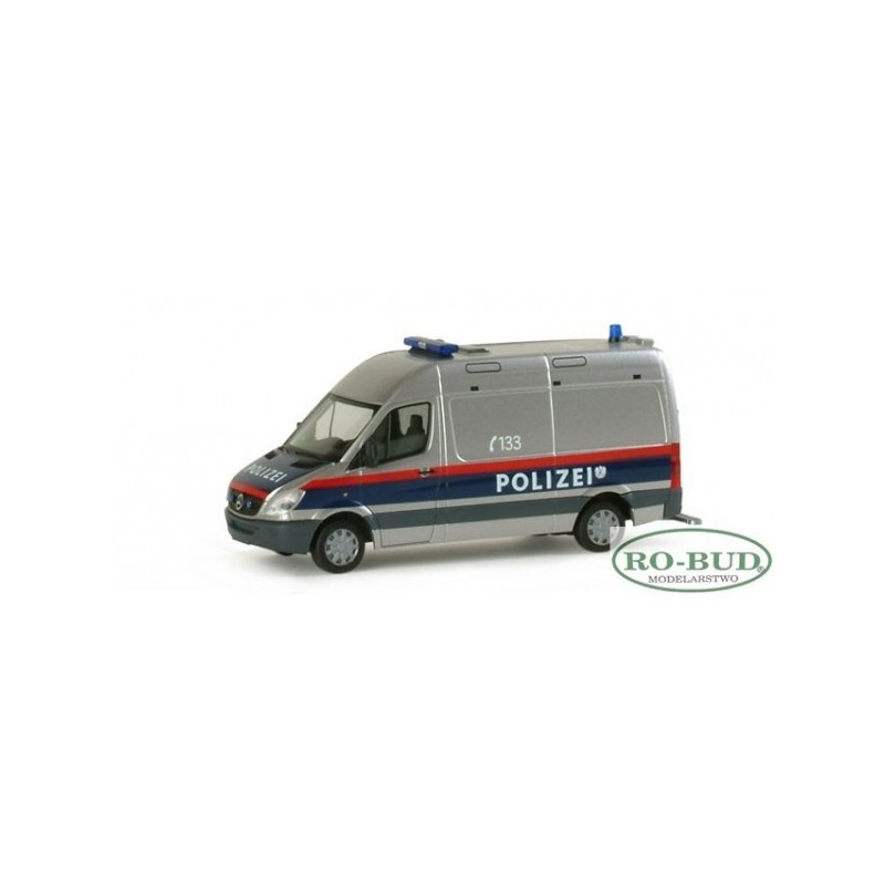 Mercedes-Benz Sprinter "Polizei", skala 1:87, Herpa. Malowanie policyjne, oznaczenie C133.