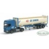 Model Scania R TL "GE Simons" Herpa, skala 1:87, z białą cysterną i niebieskim kabotem.