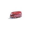 Model redukcyjny Mercedes-Benz 100D bus, skala 1:87, Herpa. Czerwony, podniesiony dach, lotnisko Frankfurt.