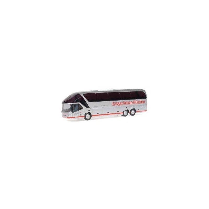 Model NEOPLAN Starliner 2, skala 1:87, Europa Reisen München, srebrno-czerwony.