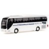 Model autobusu MAN Lion's Coach, skala 1:87, biały z czarnymi oknami i logo Stabsmusikkorps der Bundeswehr Berlin.