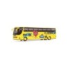 Model SETRA S 317 HDH/3 Ludwig-Tours, skala 1/87, żółty z czerwonym sercem i logo.