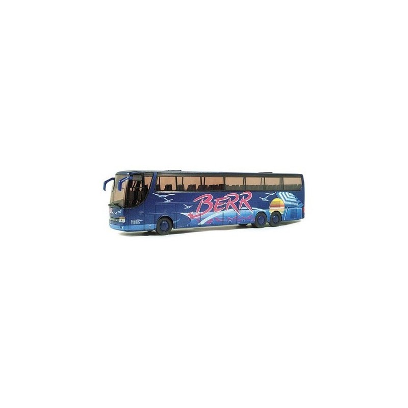 Model redukcyjny autobusu ETRA S 317 HDH/3 Berr, skala 1:87, producent ETRA. Niebieski z czerwonym napisem BERR.