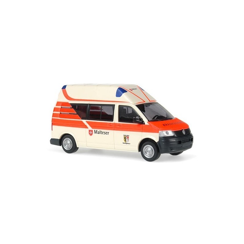 Model redukcyjny VOLKSWAGEN T5 Malteser Jülich, skala 1:87, czerwono-biały.