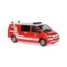 Model redukcyjny Volkswagen T5 Transporter, skala 1:87, Feuerwehr Weiz, czerwony z białymi pasami.