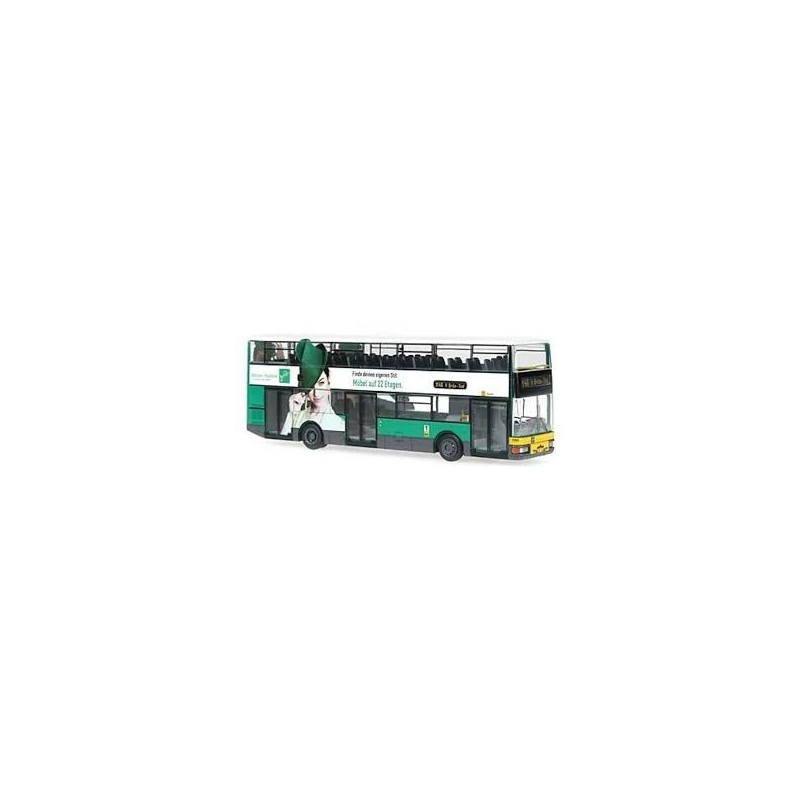 Model autobusu MAN DN95 BVG Berlin 3006 "Möbel Hübner", skala 1/87. Zielono-biały, z reklamą.