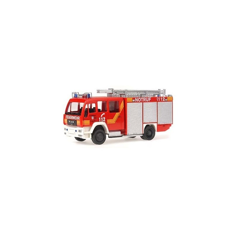 Model strażacki Schlingmann TLF 16/25 MAN, skala 1:87, Feuerwehr Hürth, czerwony z napisami.