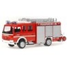 Model redukcyjny Mercedes Atego SCHLINGMANN LF 16/12, skala 1:87, Rietze. Czerwony wóz strażacki z napisem FEUERWEHR.