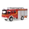 Model redukcyjny Mercedes Benz Atego LF 10/6 Feuerwehr Sprockhövel, skala 1:87, Schlingmann. Czerwony wóz strażacki z żółtymi pa