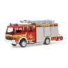 Model redukcyjny Mercedes Benz Atego, skala 1:87, Rietze. Czerwony wóz strażacki Feuerwehr Hofheim.